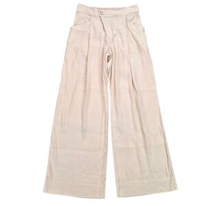 Cabi Traipse Trousers Asymmetrical Linen Blend High Rise Wide Leg Pleated Pant 4